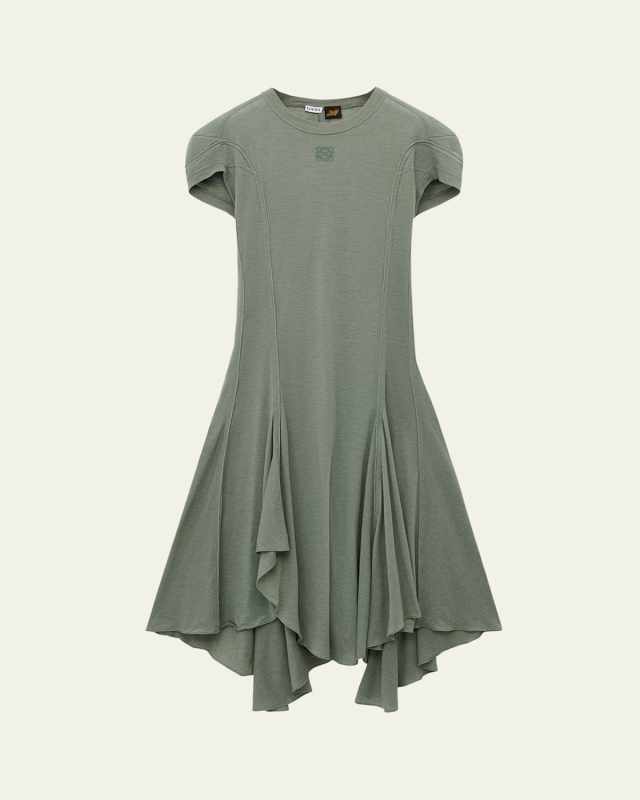 Puff-Sleeve Anagram Asymmetric Dress